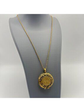 American Coin Treasures Locket Necklace Mustard Seed Chile Coin Faith Angel